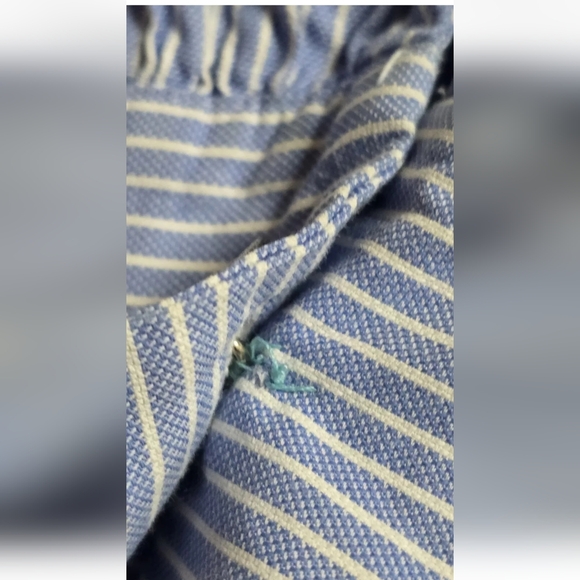 Zara Woman Blue Pinstripe Ruffle Shoulder Frill Button UP Long Sleeve Blouse PL - Picture 12 of 15